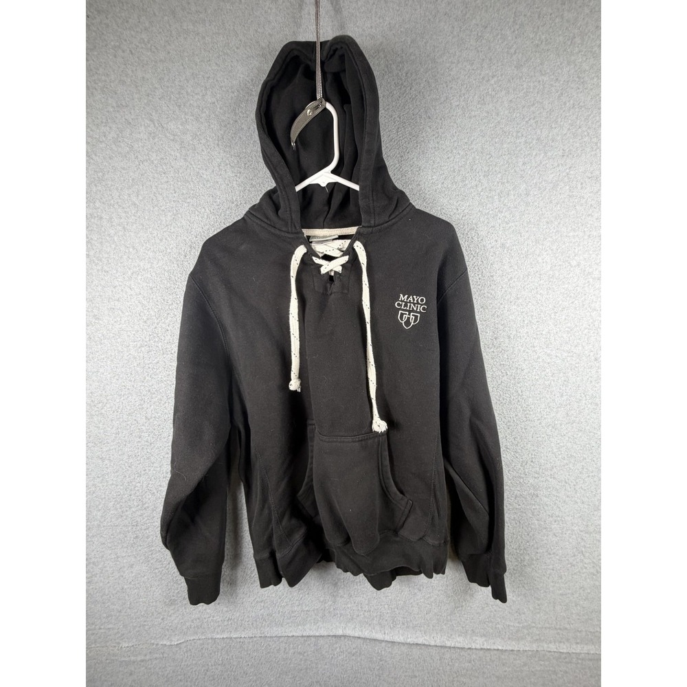 Mayo Clinic Hoodie Mens Medium Black Lace Up Pullover Sweatshirt Artisans